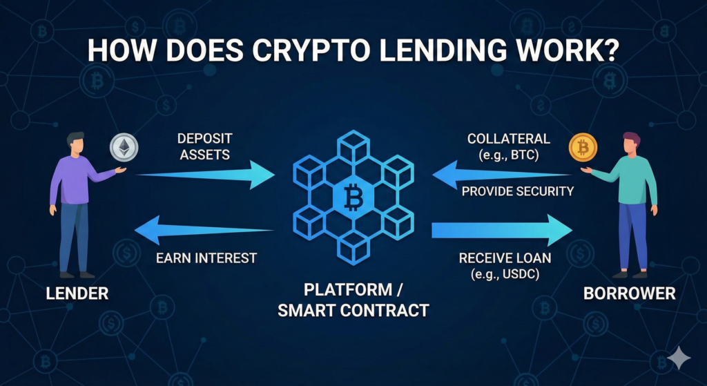 how crypto lending works, crypto lending explained, Bitcoin lending process, crypto loan step by step, digital asset lending, passive income crypto, 247btcloan,