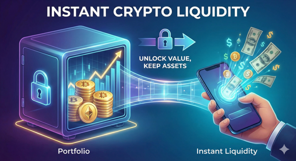 Crypto-backed loans, Loan-to-Value (LTV), collateralization, digital asset lending, margin call, tax-efficient borrowing, DeFi protocols, CeFi platforms,