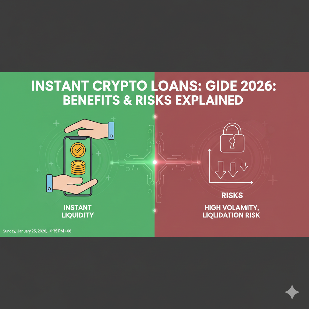 Instant Crypto Loans, Crypto Lending Benefits, Crypto Loan Risks, Blockchain Liquidity, Digital Asset Loans, Crypto Borrowing Guide 2026, DeFi Lending Risks, Liquidation Protection, Fast Crypto Credit, Cryptocurrency Finance