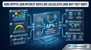 crypto loan rates, APR calculation, interest rate factors, LTV and interest, asset volatility, dynamic lending rates, CeFi vs DeFi lending, 2026 financial analysis, secure borrowing, market liquidity, risk-based pricing, institutional crypto credit, dynamic interest models, 247bitcoinloan.com,